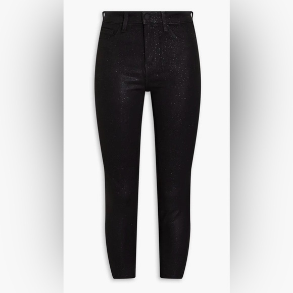 L’AGENCE Margot High Rise Skinny Jeans Black Glitter Coated Denim Size 25 NWT - Picture 3 of 9